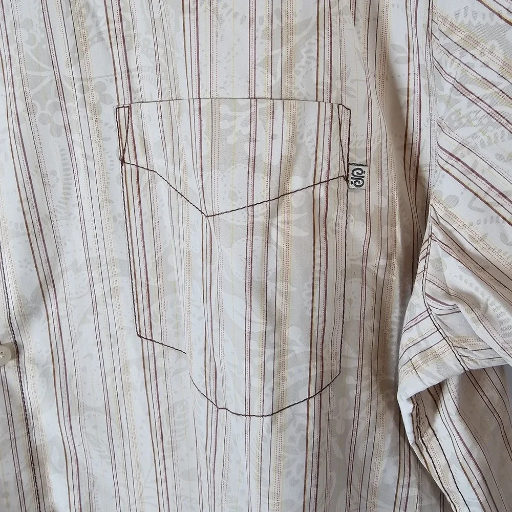 Solitude Mens Collared‎ Button Down Long Sleeve Size XXL Striped & Floral Cotton